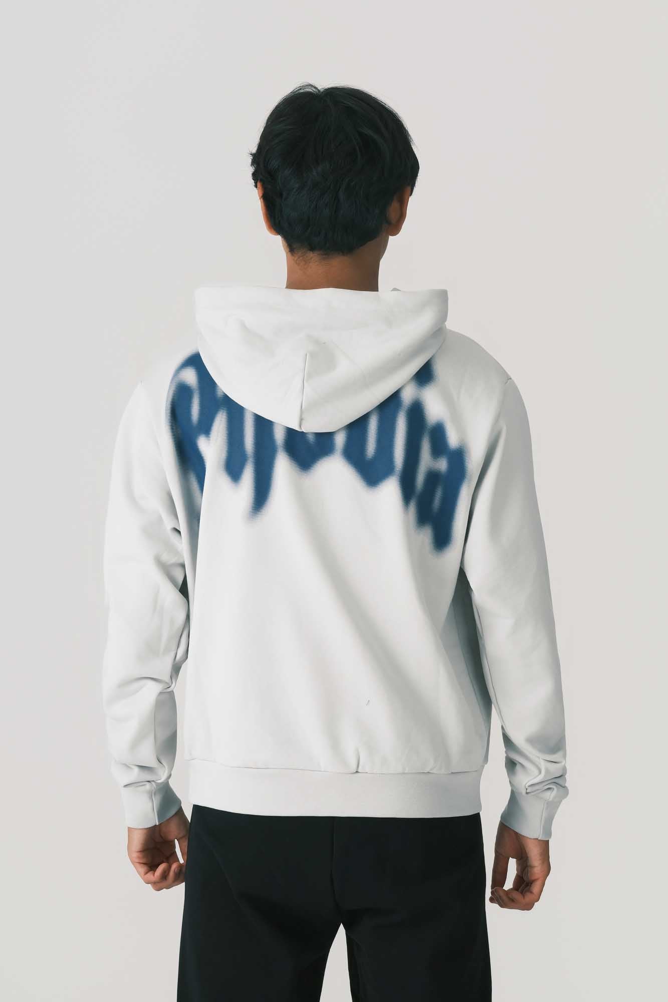 GREY HOODIE WITH BLUE FOGGY LOGO