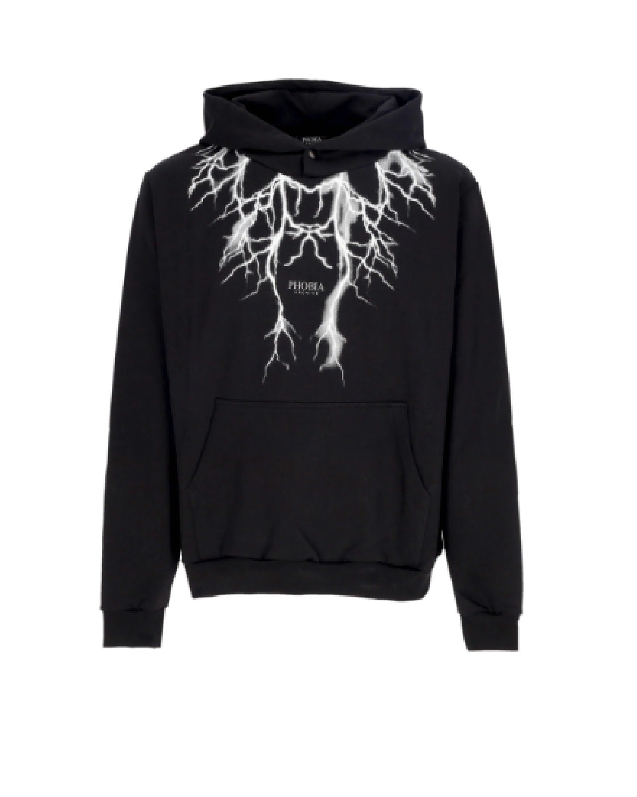 BLACK HOODIE WITH FRONT AND BACK REFLECTIVE LIGHTNING