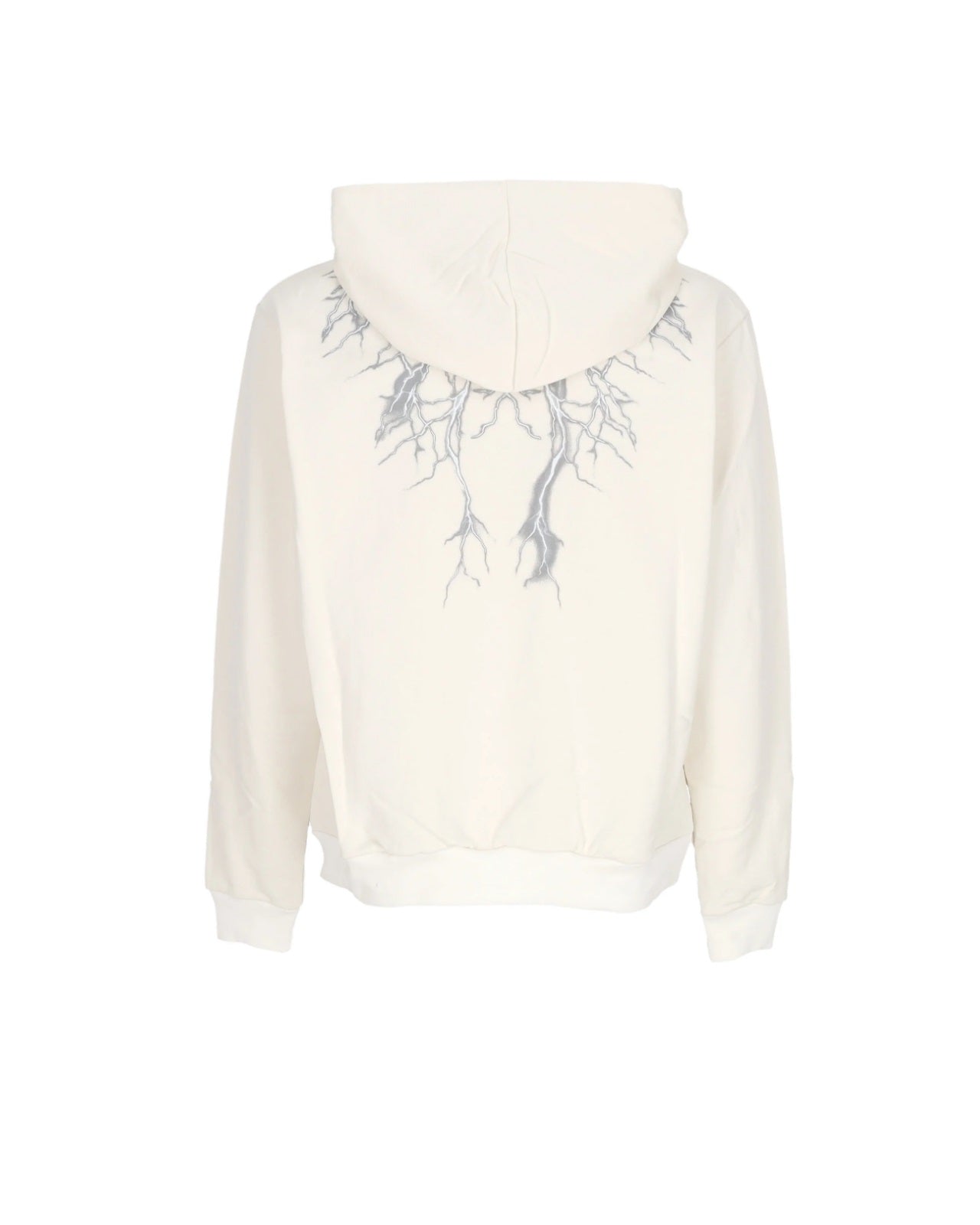 WHITE HOODIE WITH FRONT AND BACK WHITE LIGHTNING