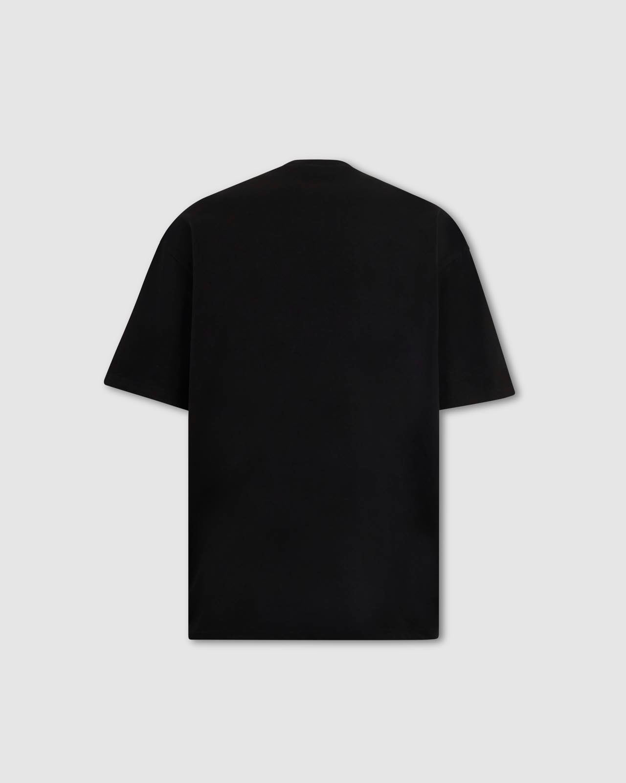 BLACK T-SHIRT WITH FRONT RED RIB HEART PRINT