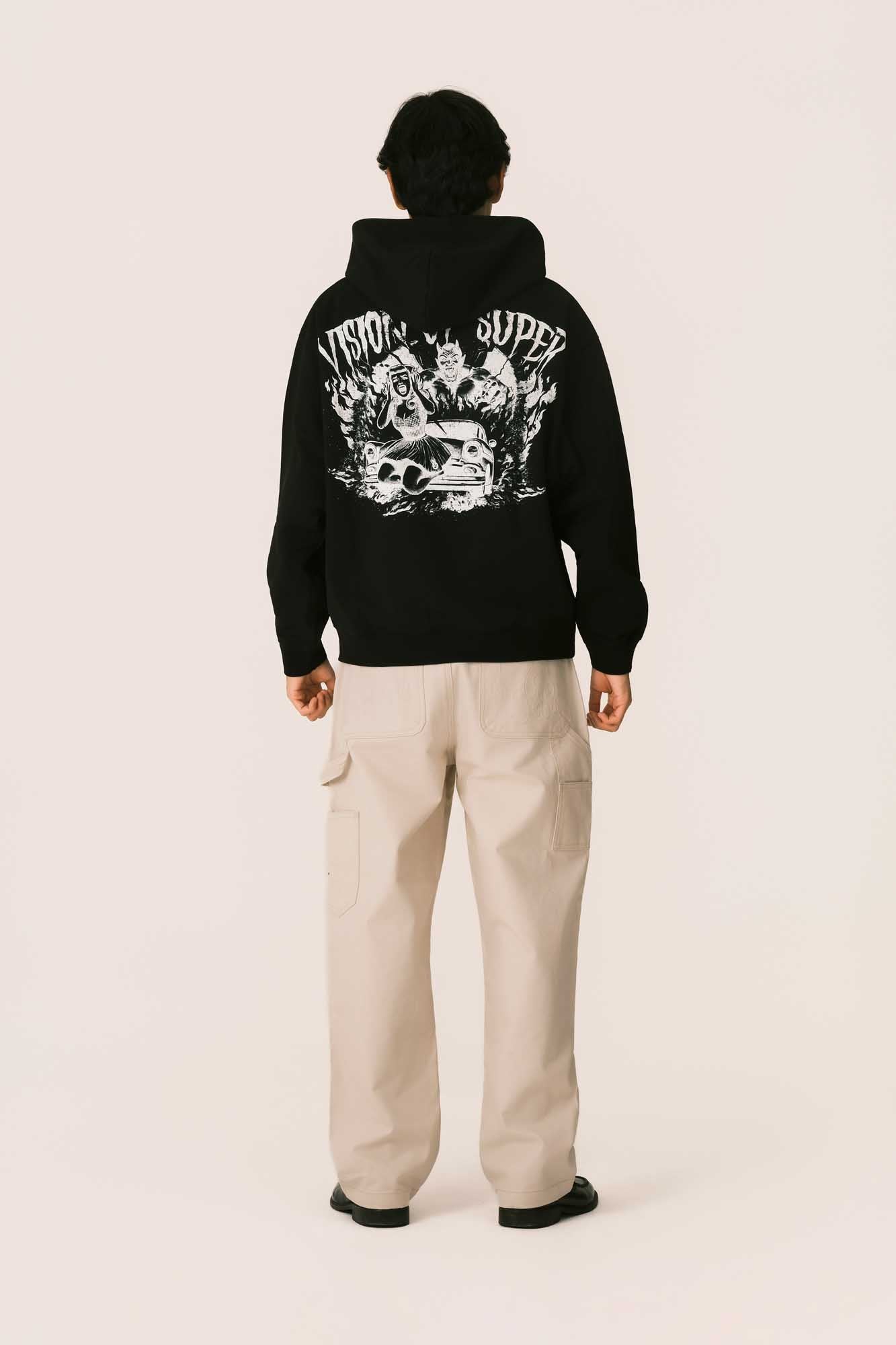 BLACK HOODIE WITH PRINT ON BACK