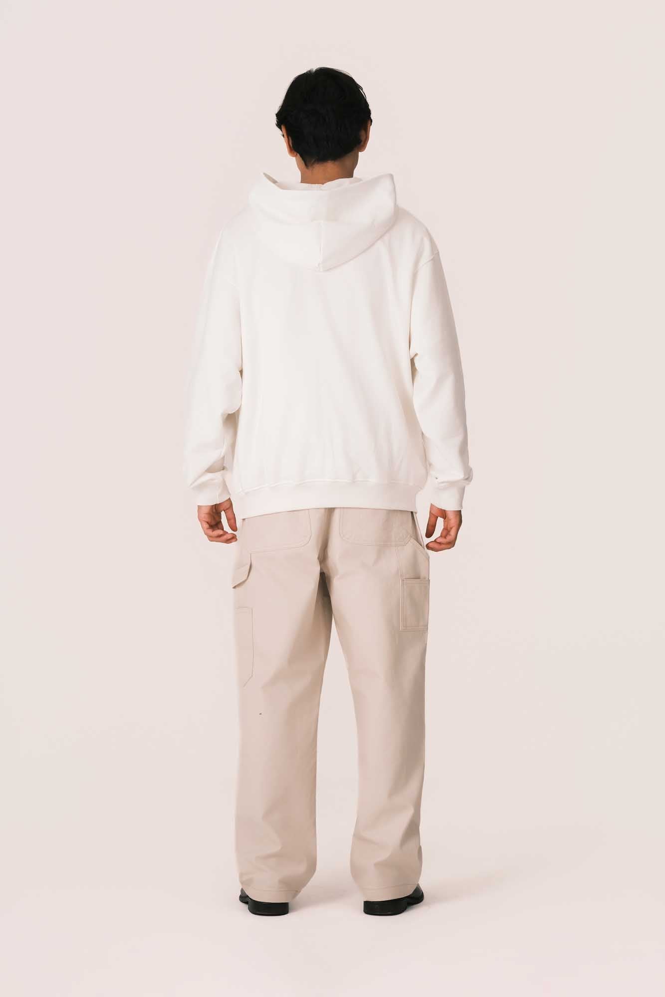 OFFWHITE HOODIE ZIP WITH EMBROIDERED FLAME