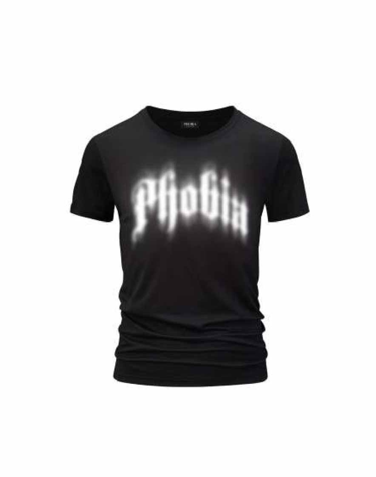 BLACK SLIM FIT T-SHIRT WITH WHITE PHOBIA FOGGY LOGO PRINT ON FRONT