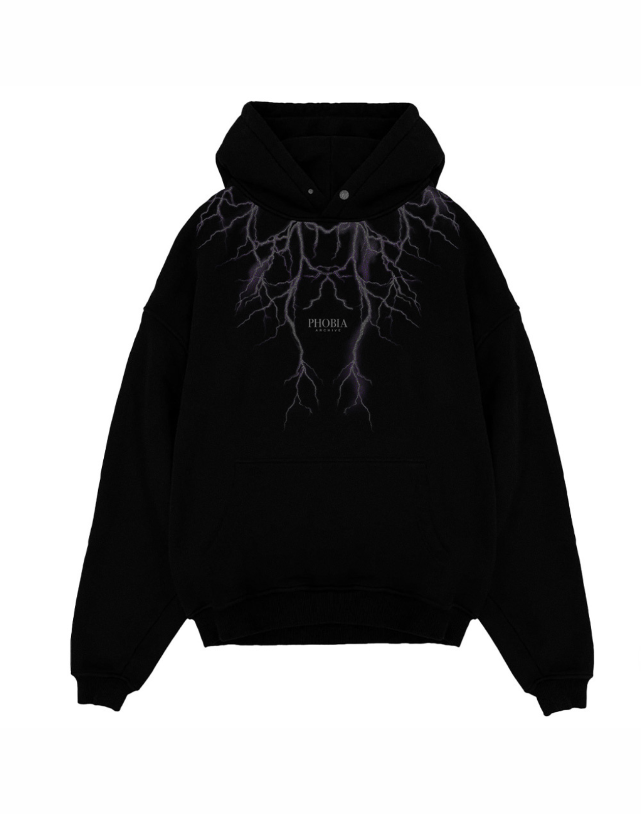 BLACK HOODIE WITH FRONT AND BACK BLACK LIGHTNING