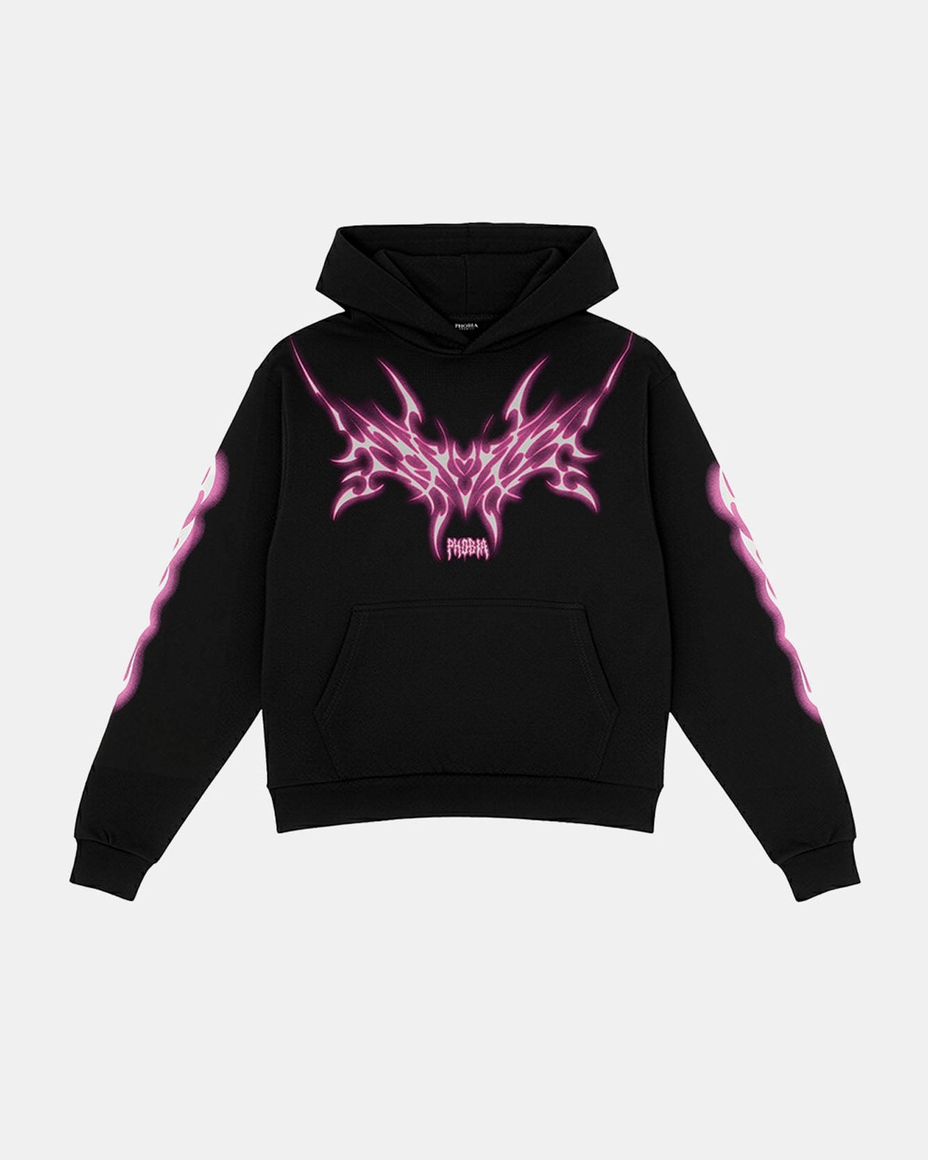 BLACK HOODIE WITH LILAC TRIBAL