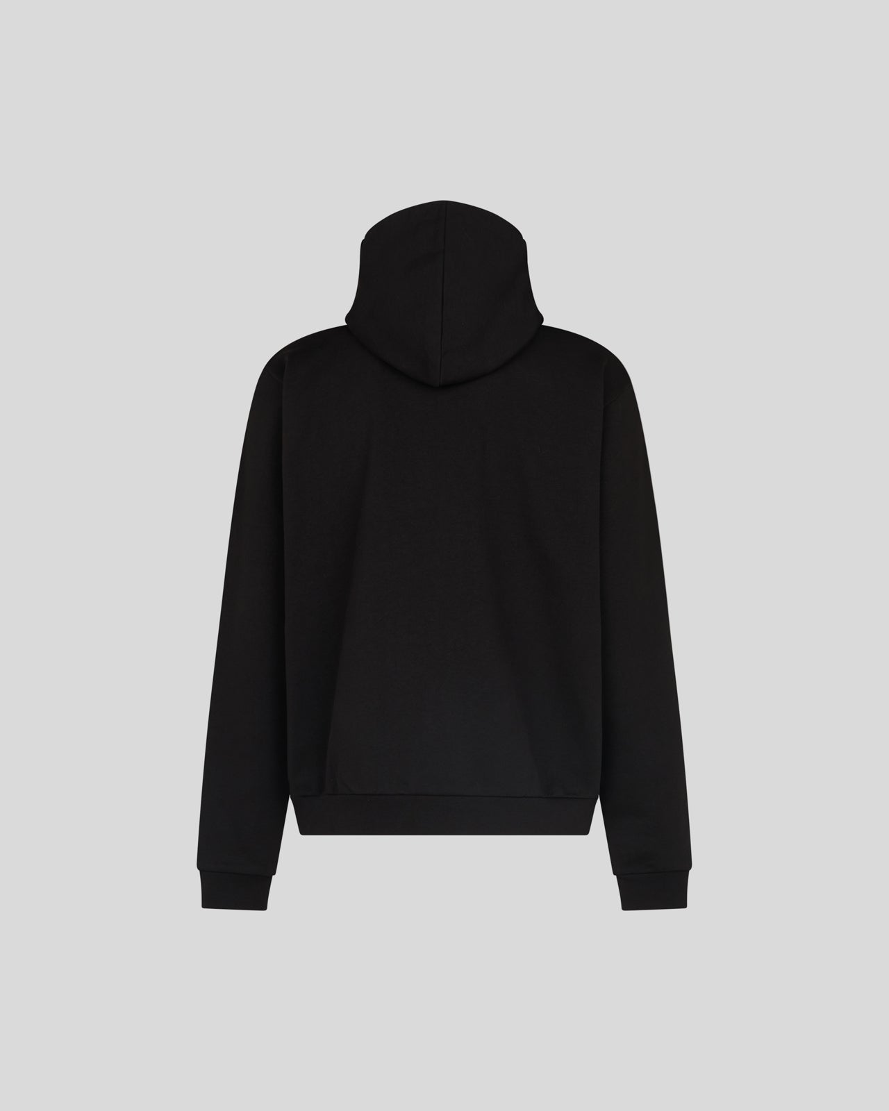 BLACK BALACLAVA HOODIE WITH LIGHTNING RED PRINT