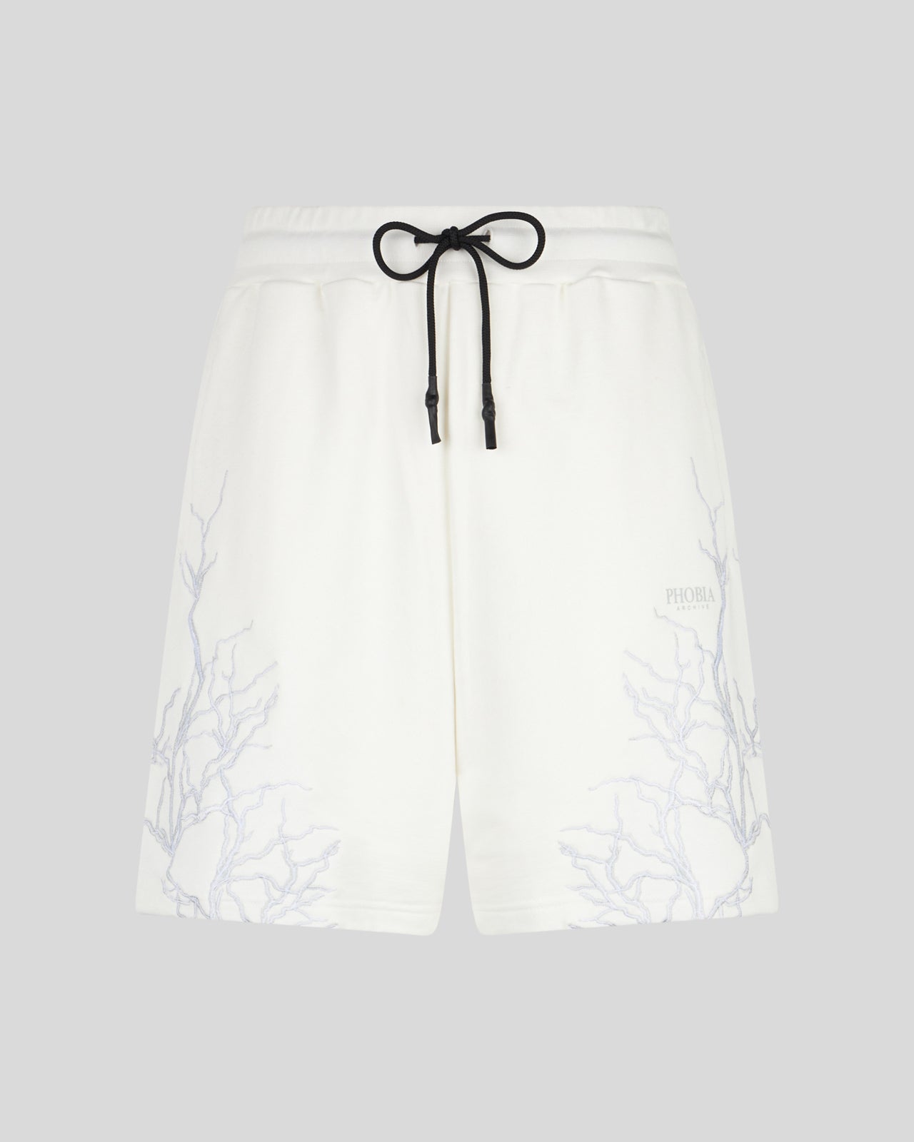 WHITE SHORTS WITH GREY EMBROIDERY LIGHTNING