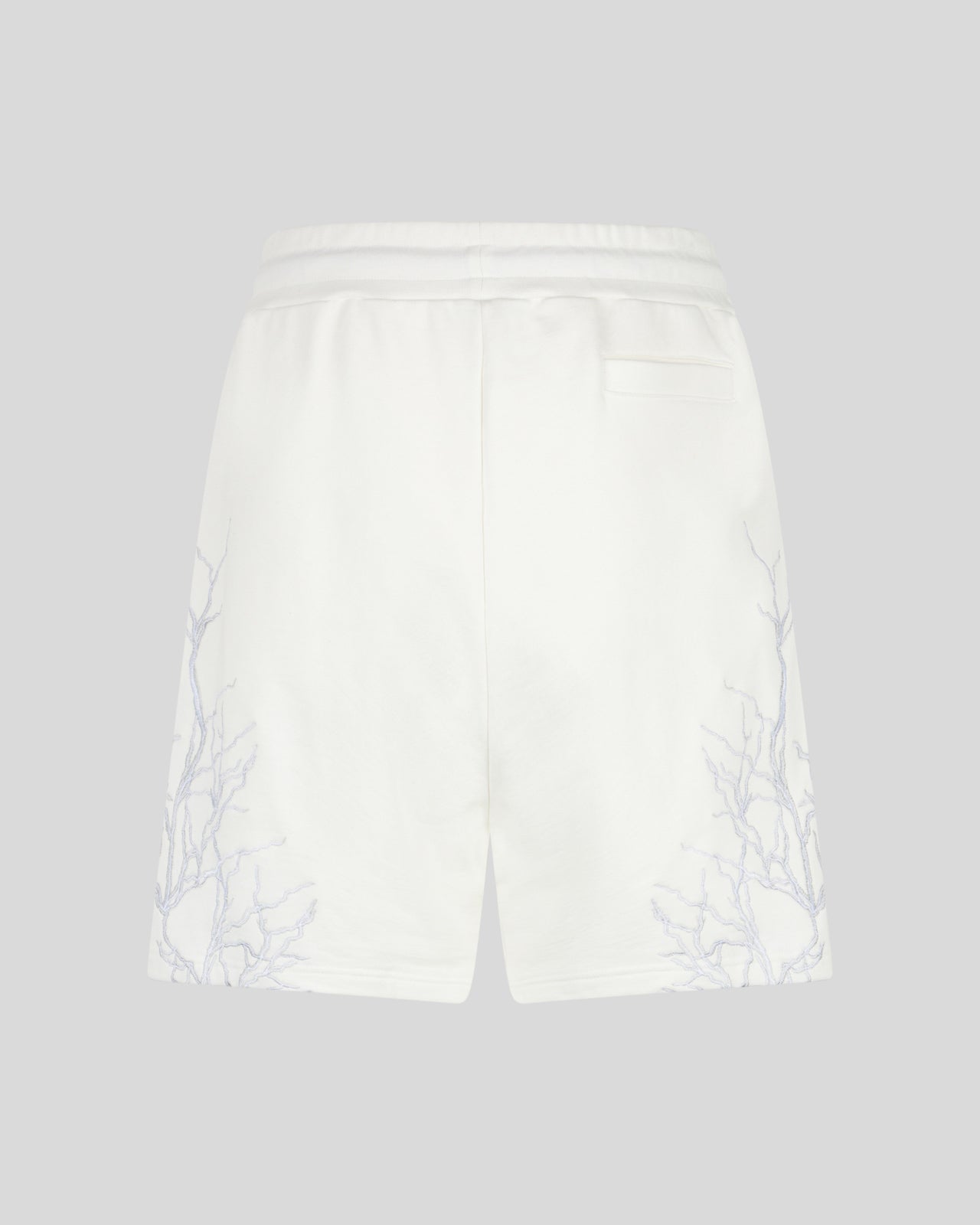 WHITE SHORTS WITH GREY EMBROIDERY LIGHTNING