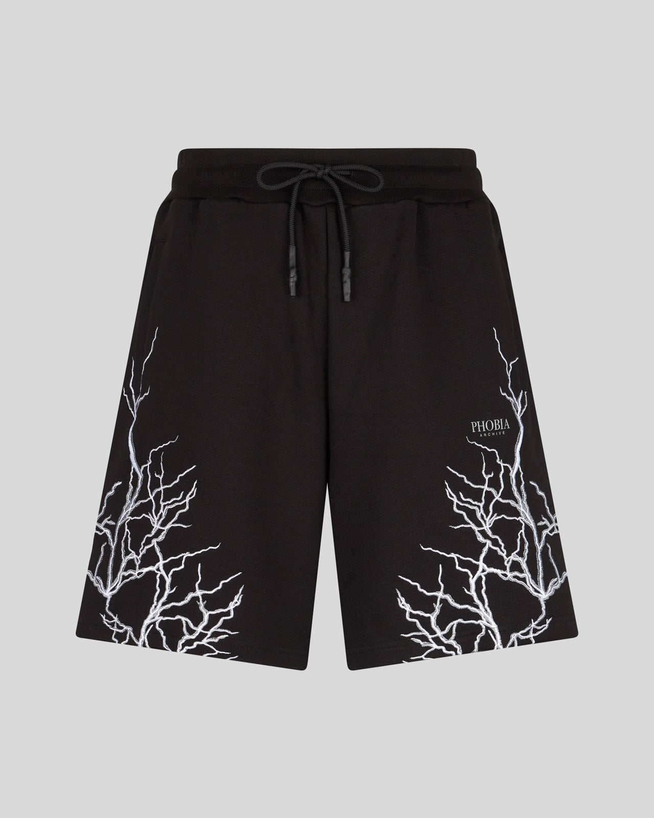 BLACK SHORTS WITH GREY EMBROIDERY LIGHTNING