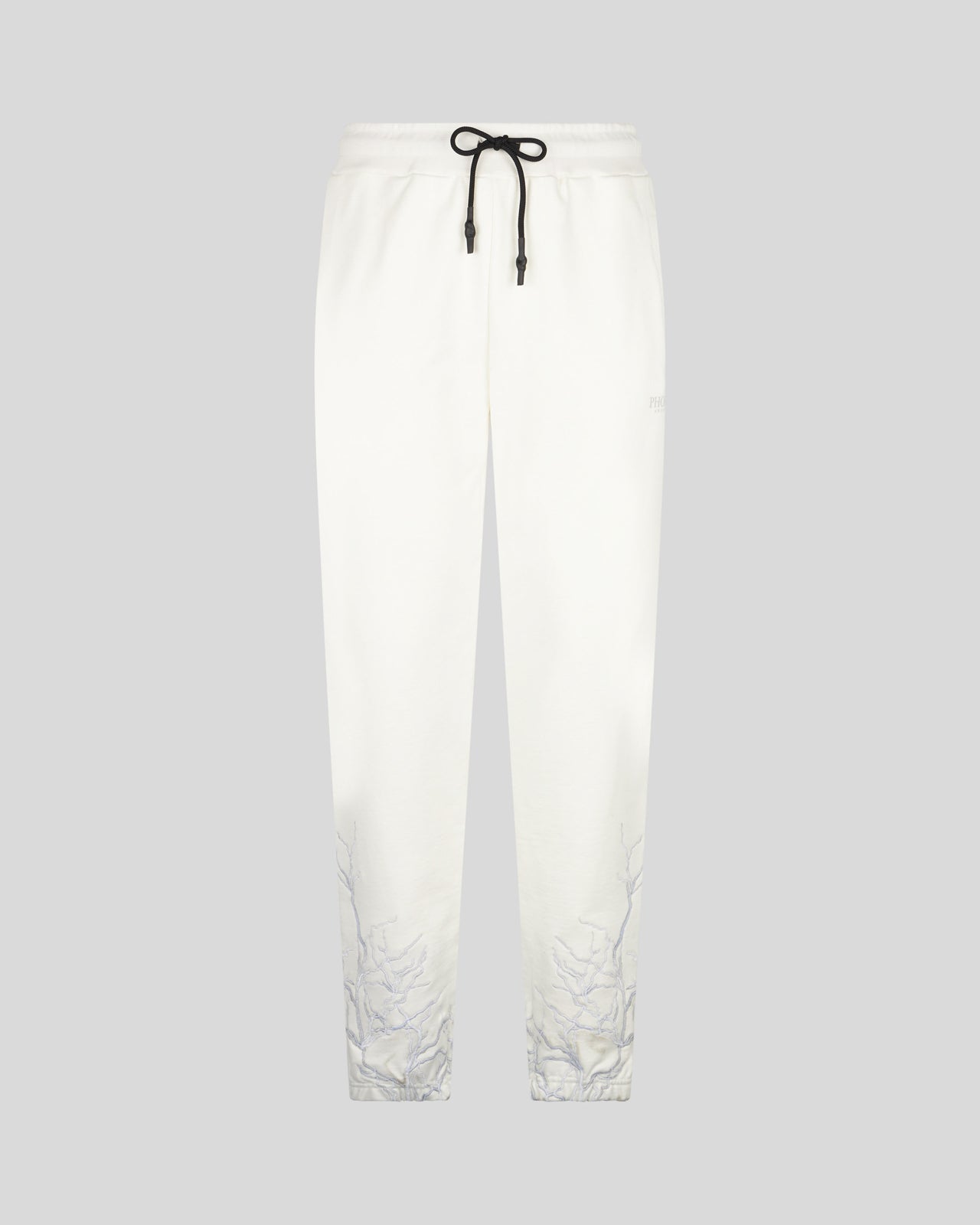 WHITE PANT WITH GREY EMBROIDERY LIGHTNING