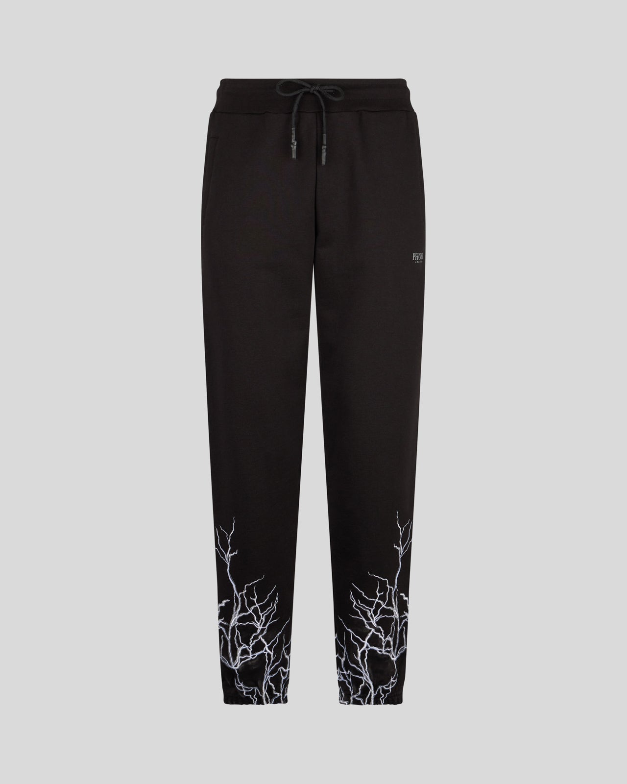 BLACK PANTS WITH GREY EMBROIDERY LIGHTINING