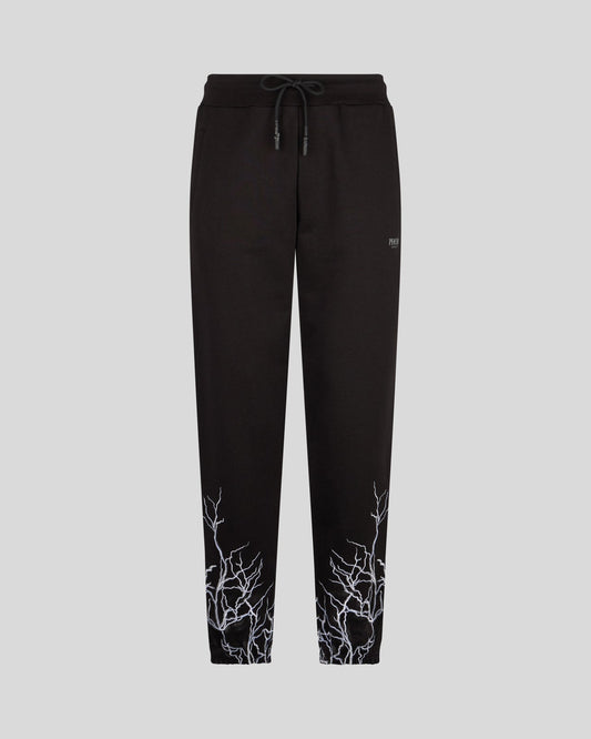 BLACK PANTS WITH GREY EMBROIDERY LIGHTINING