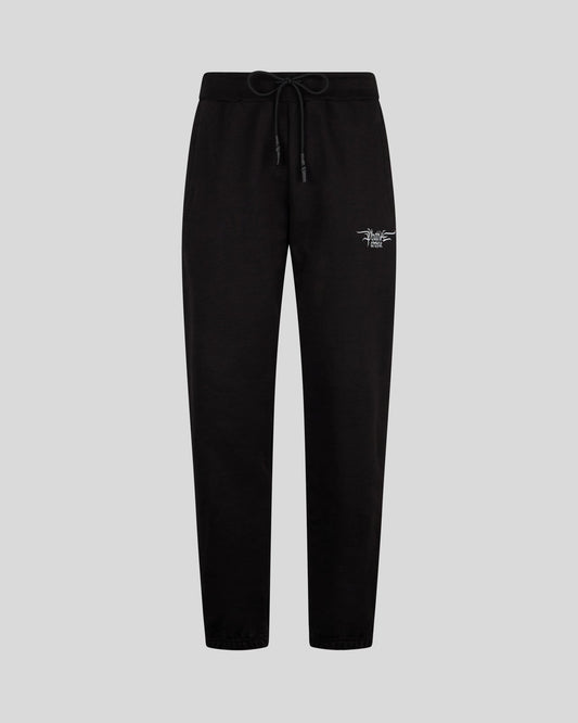 BLACK PANTS WITH EMBROIDERED GOTHIC LOGO