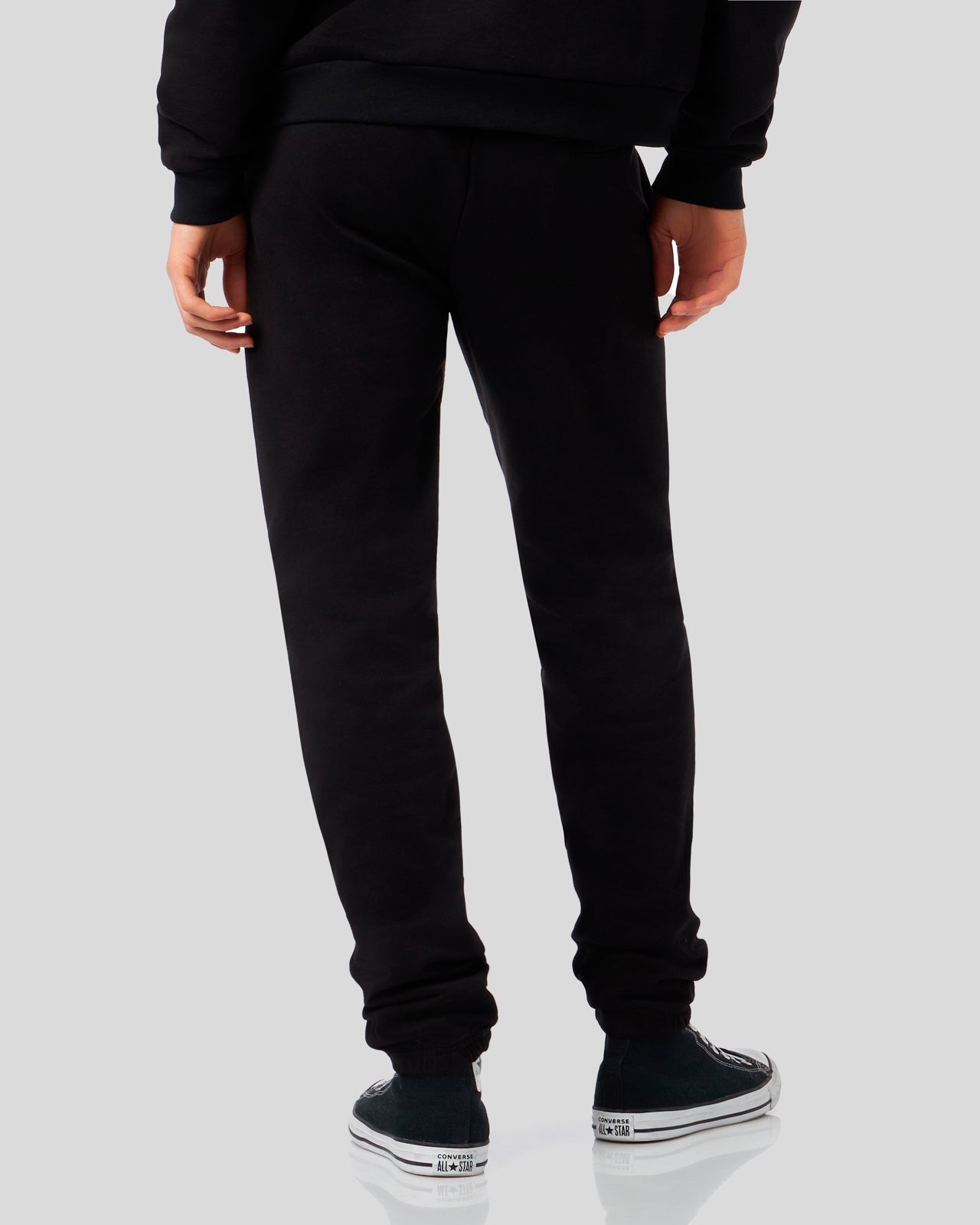 BLACK PANTS WITH EMBROIDERED GOTHIC LOGO