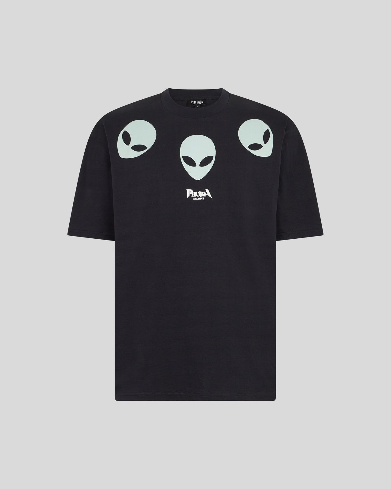 BLACK T-SHIRT WITH GLOW IN THE DARK TRIPLE ALIEN PRINT