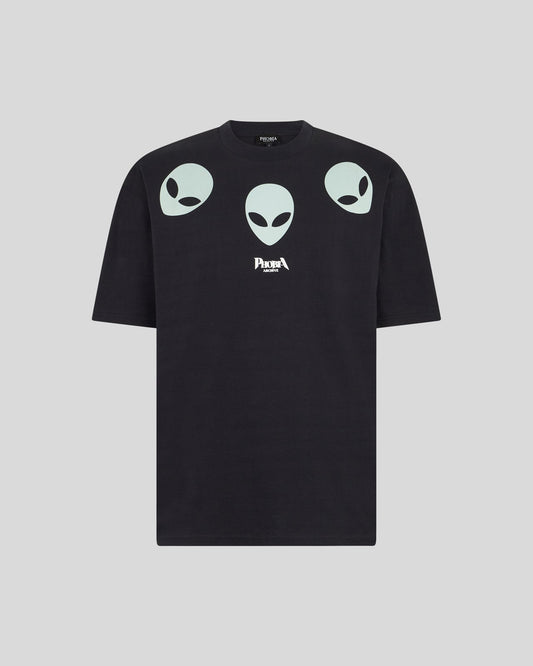 BLACK T-SHIRT WITH GLOW IN THE DARK TRIPLE ALIEN PRINT