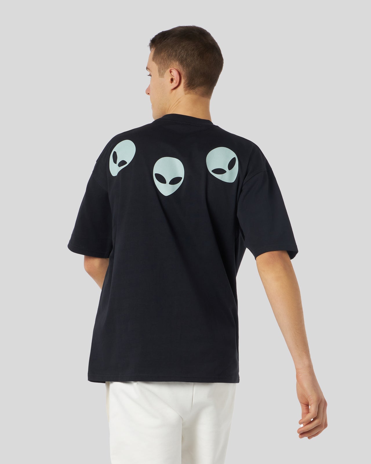 BLACK T-SHIRT WITH GLOW IN THE DARK TRIPLE ALIEN PRINT