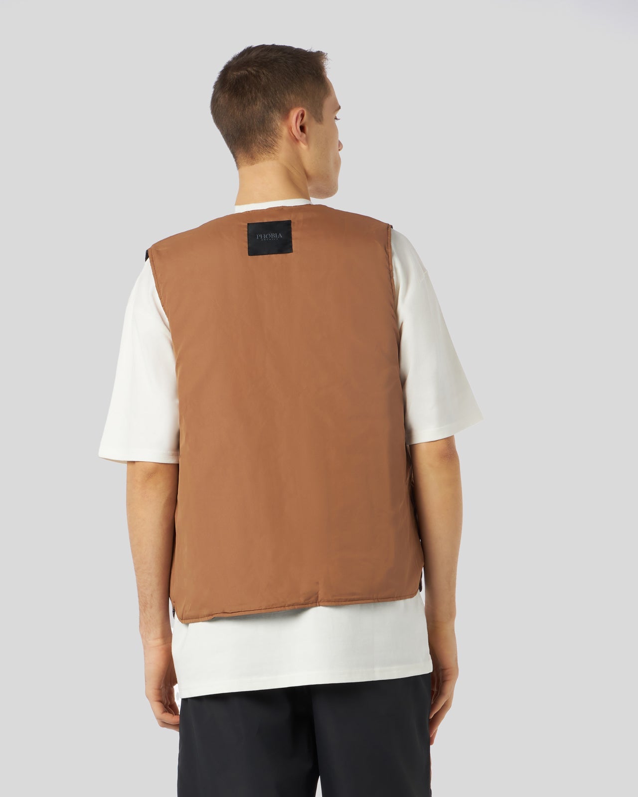 DOUBLE FACE GILET WITH ALL OVER GOTIC P AND BIG LABEL