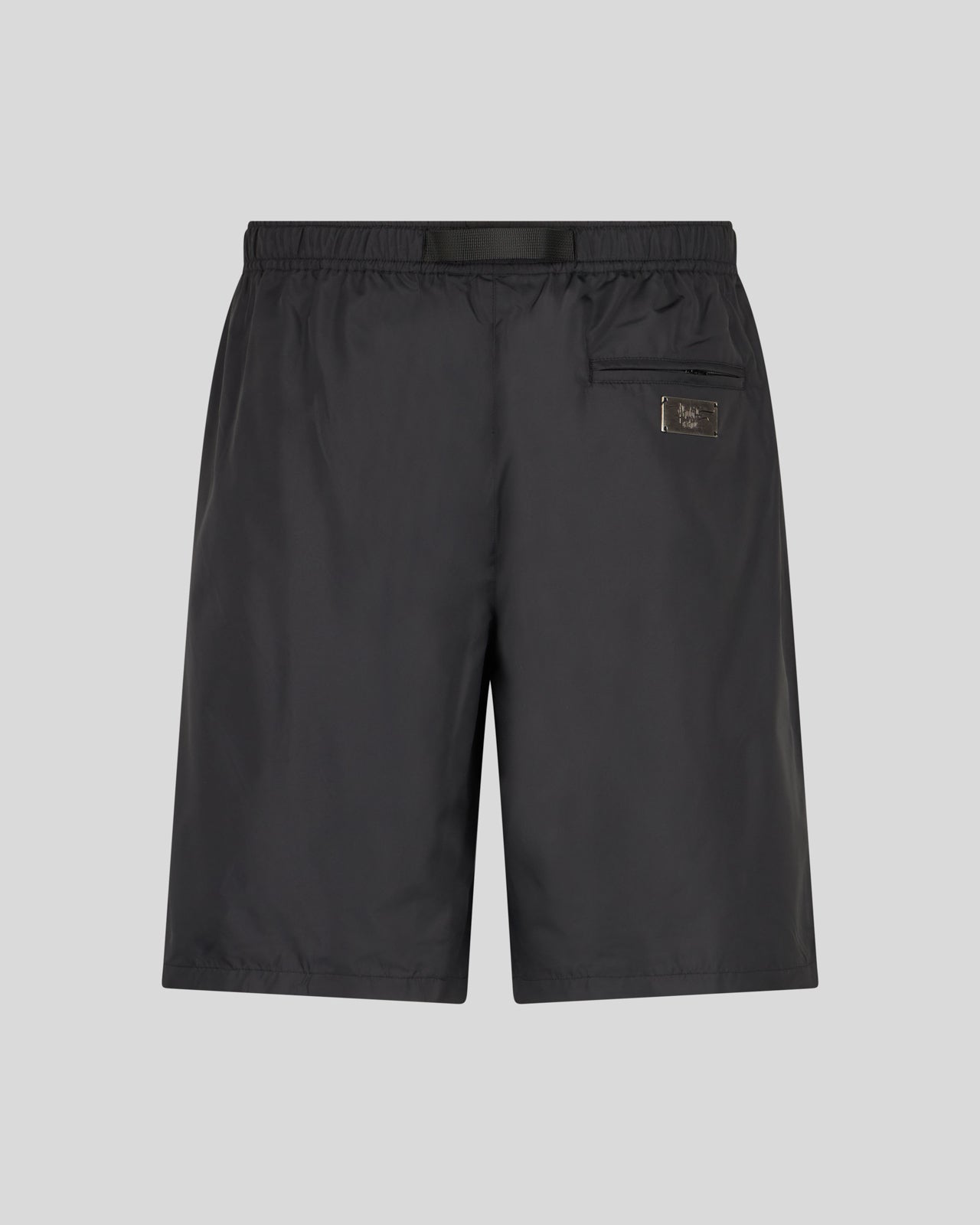 BLACK CARGO SHORTS WITH EMBROIDERED GOTIC P