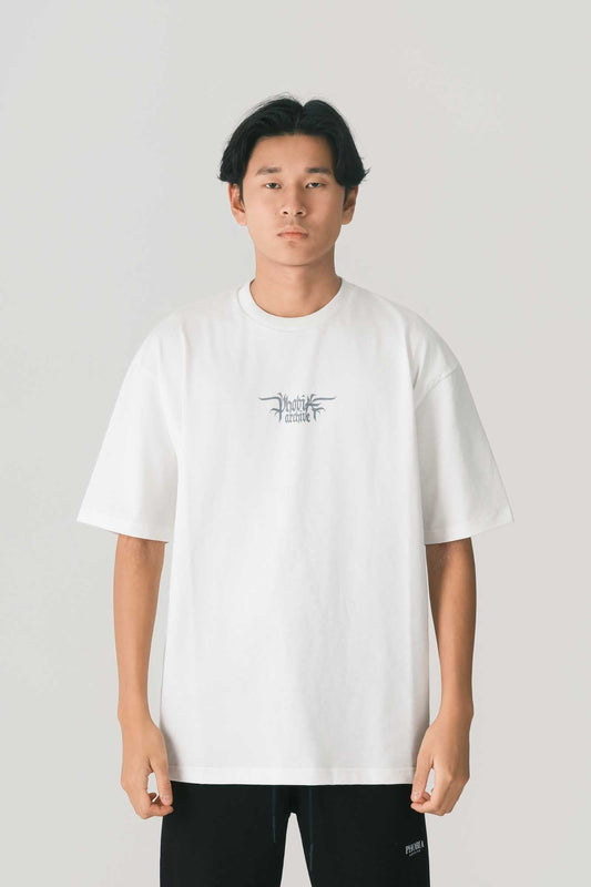OFFWHITE TEE WITH PURPLE FOGGY LOGO