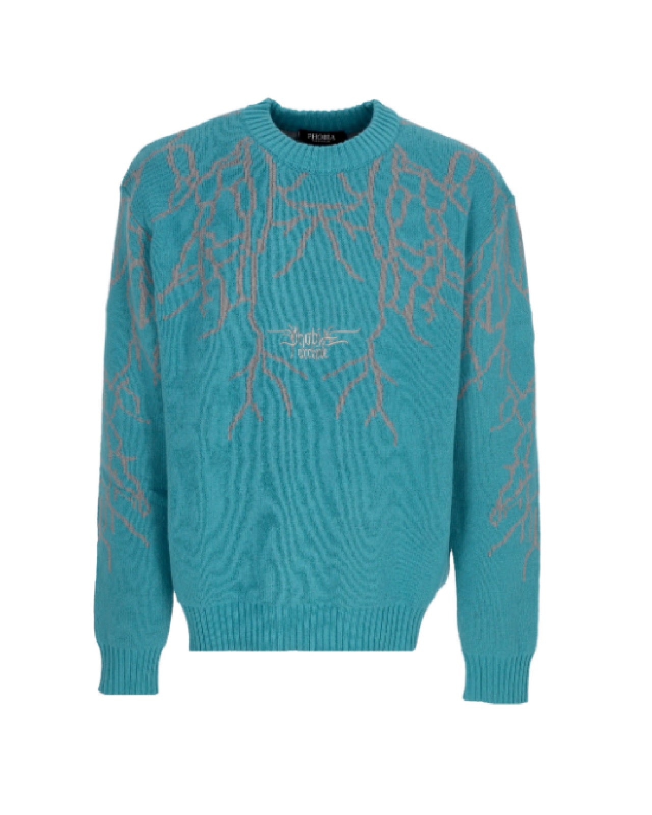 BALSAM GREEN JUMPER WITH DARK JACQUARD LIGHTNING AND LOGO