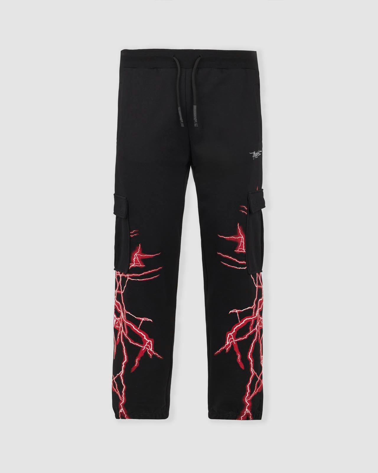 RED VERTICAL LIGHTNING CARGO PANTS