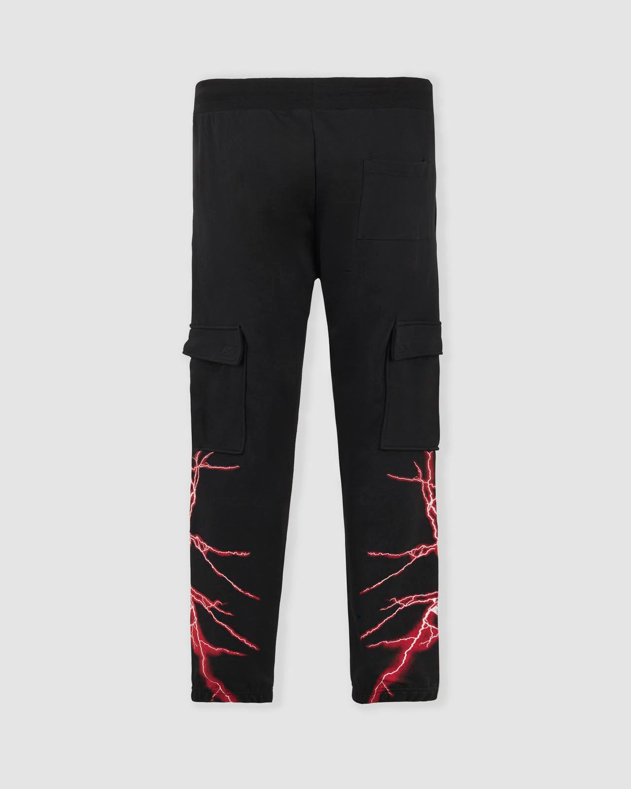 RED VERTICAL LIGHTNING CARGO PANTS