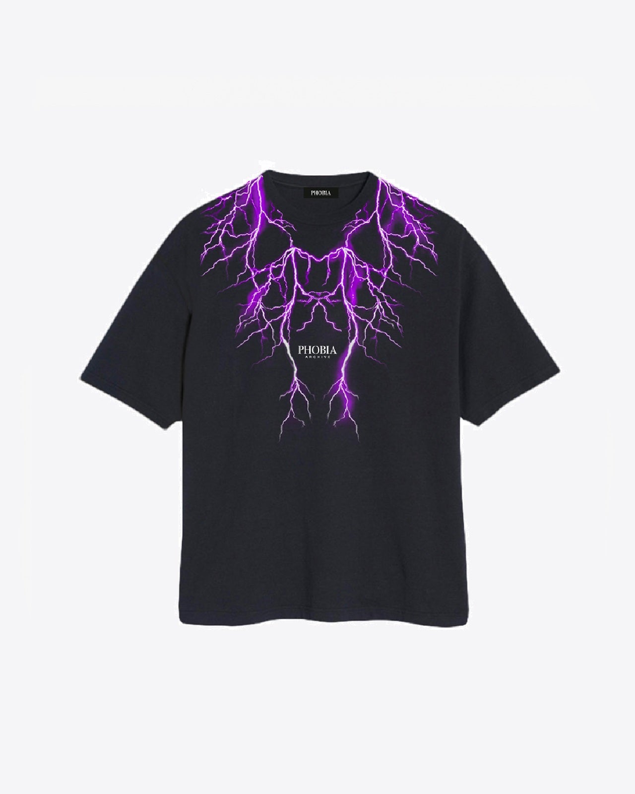 BLACK TSHIRT PURPLE LIGHTNING