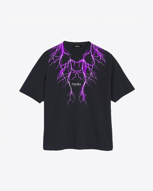 BLACK TSHIRT PURPLE LIGHTNING
