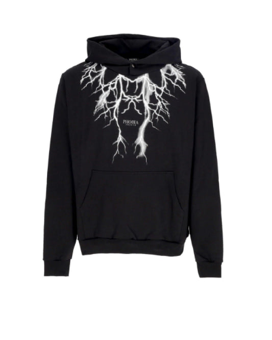 BLACK HOODIE WITH FRONT AND BACK REFLECTIVE LIGHTNING