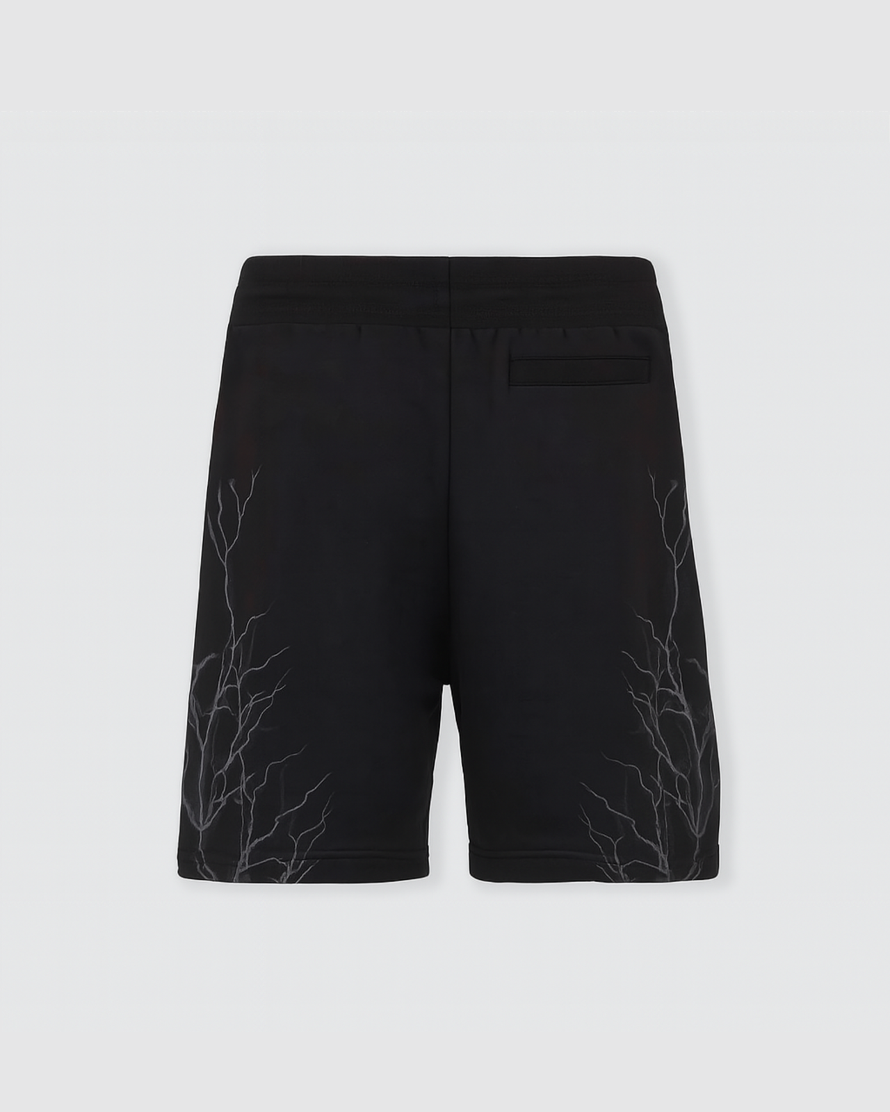BLACK SHORTS WITH REFLECTIVE LIGHTNING PRINT AND LOGO PRINT