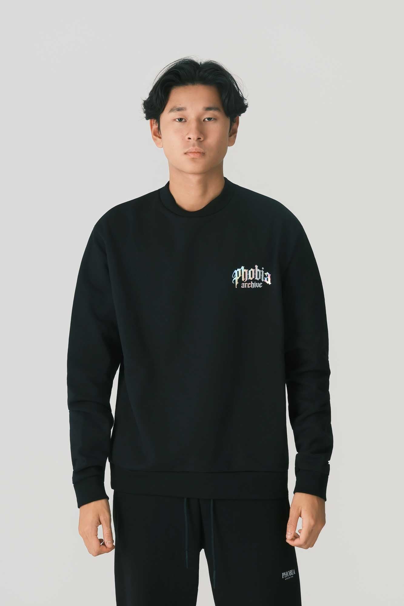BLACK CREWNECK WITH HOLOGRAPHIC LOGO BACK