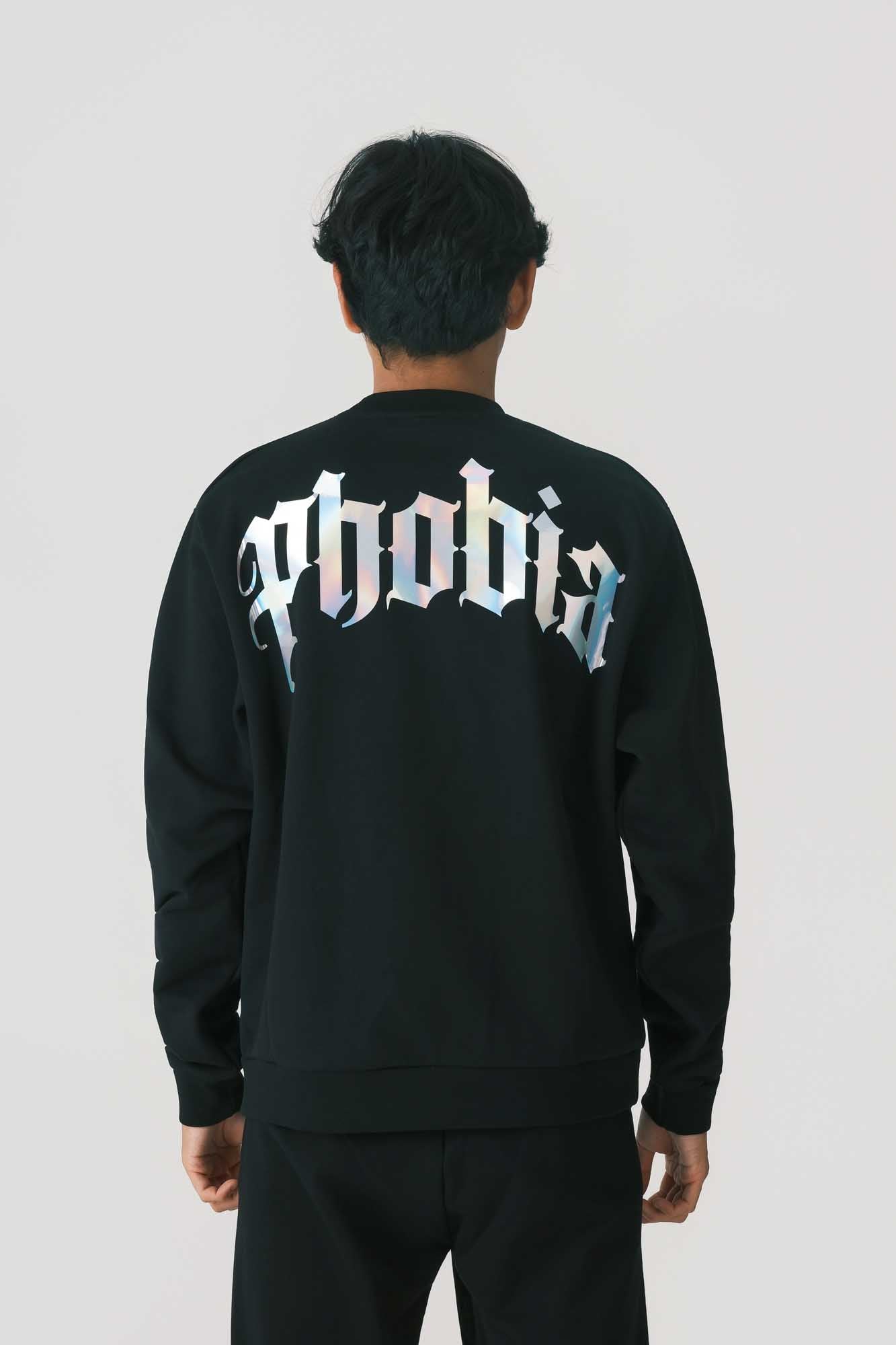 BLACK CREWNECK WITH HOLOGRAPHIC LOGO BACK