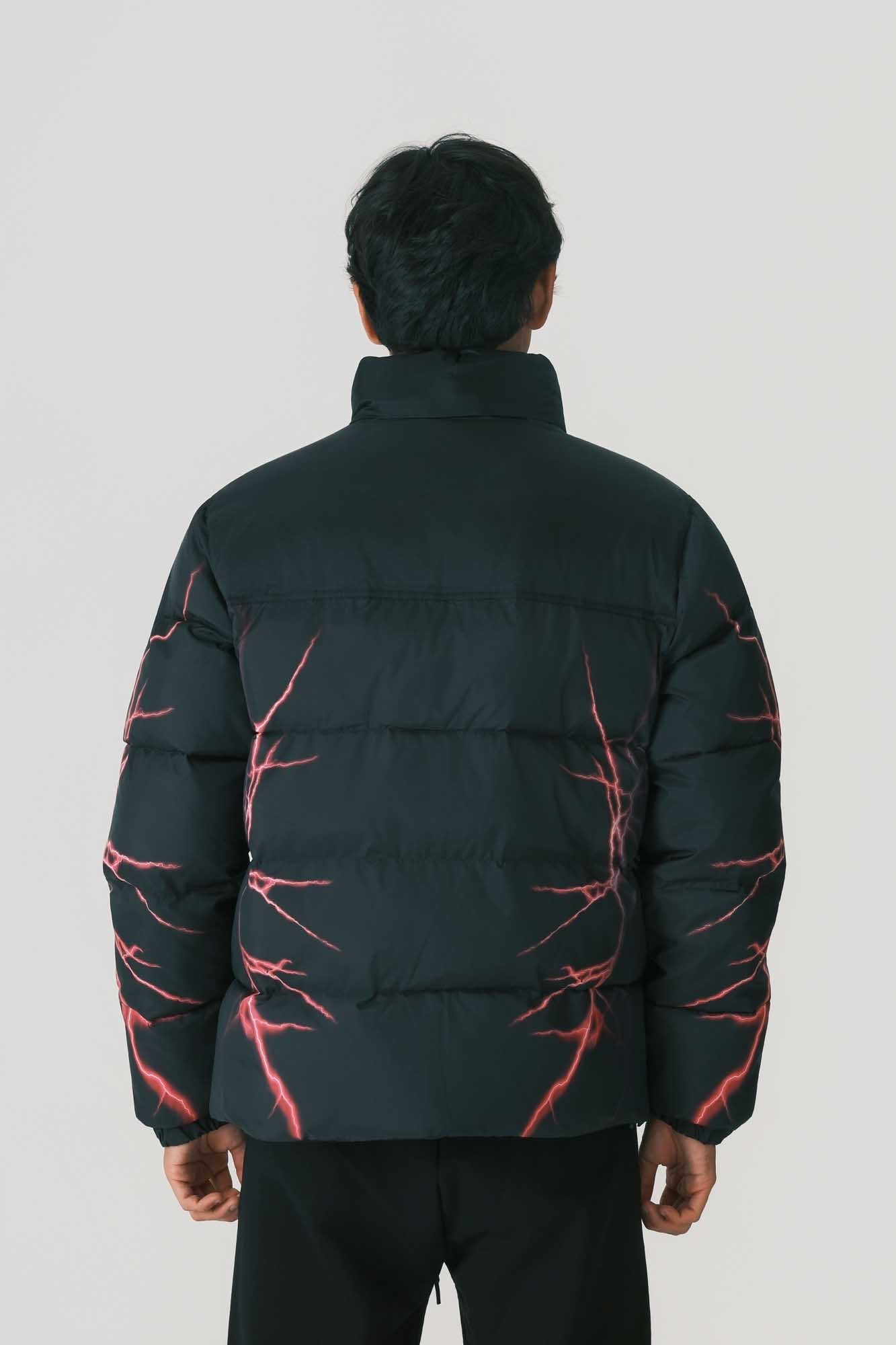 BLACK BOMBER WITH LILAC DIGITAL LIGHTINING