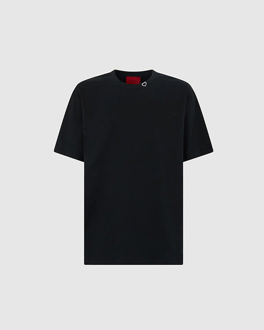 BLACK TEE WITH EMBROIDERED HEART