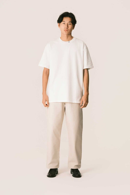 OFFWHITE TEE WITH EMBROIDERED HEART