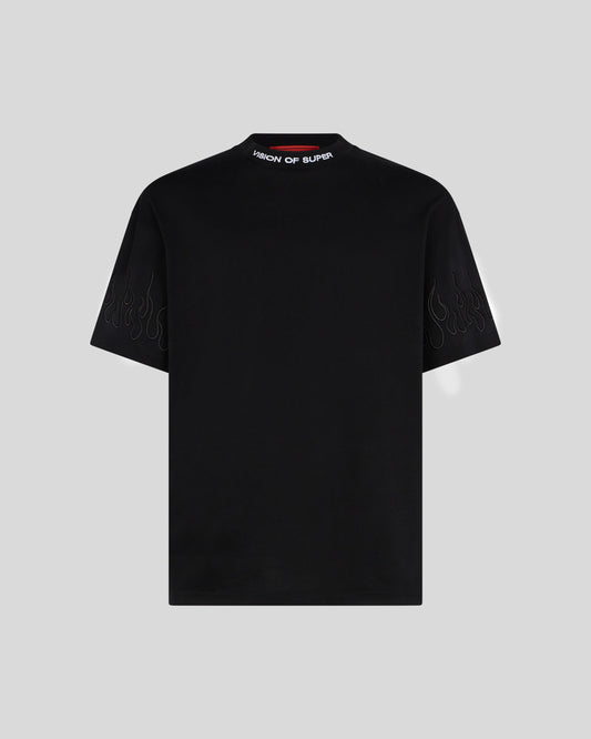 EMBROIDERED FLAMES T-SHIRT