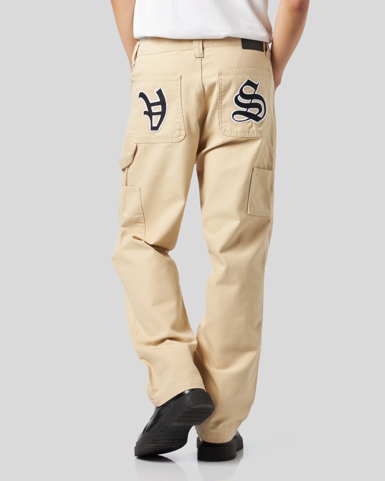 WORKER PANTS WITH GOTIC V-S PATCHES