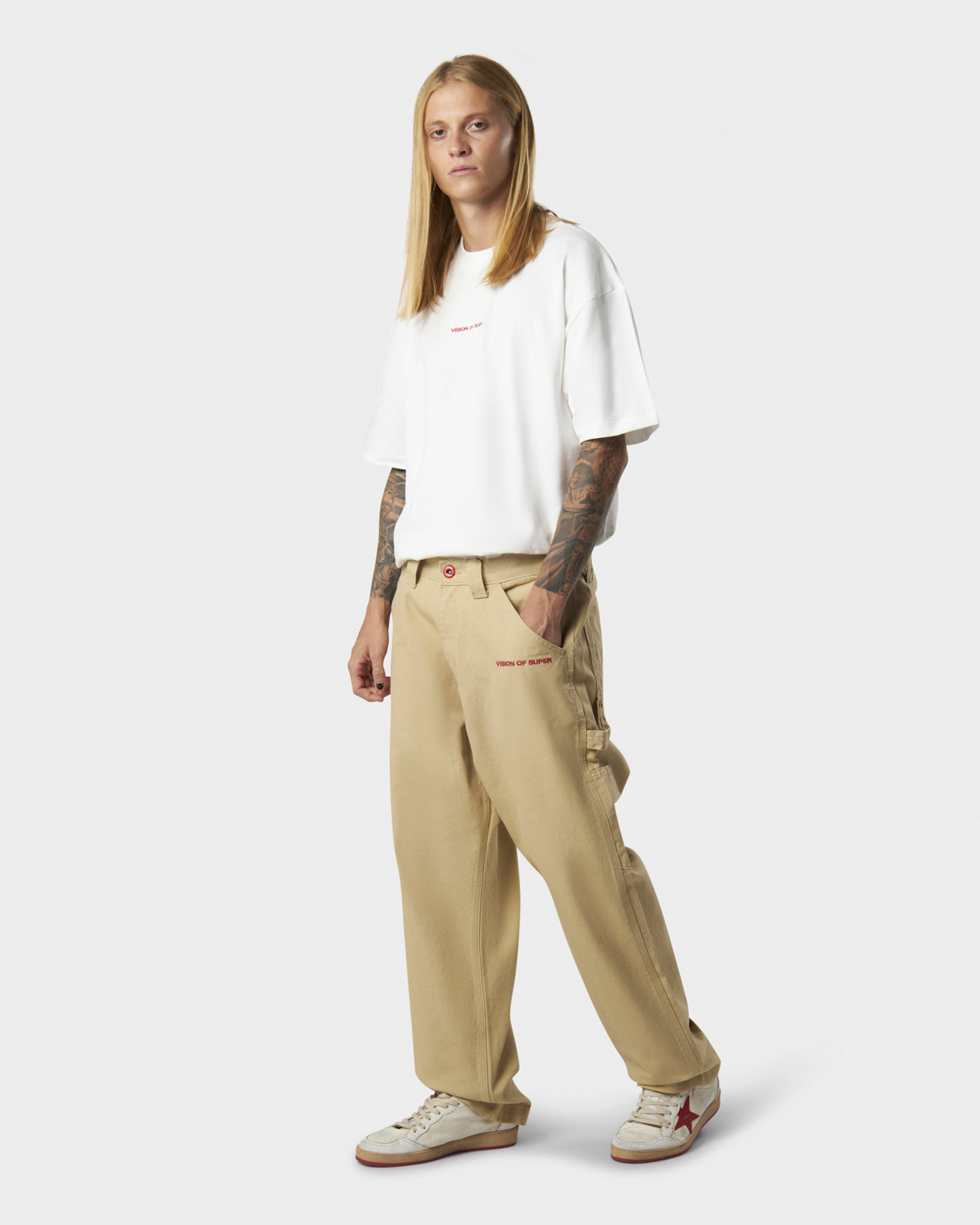 EMBROIDERED FLAMES WORKER DENIM