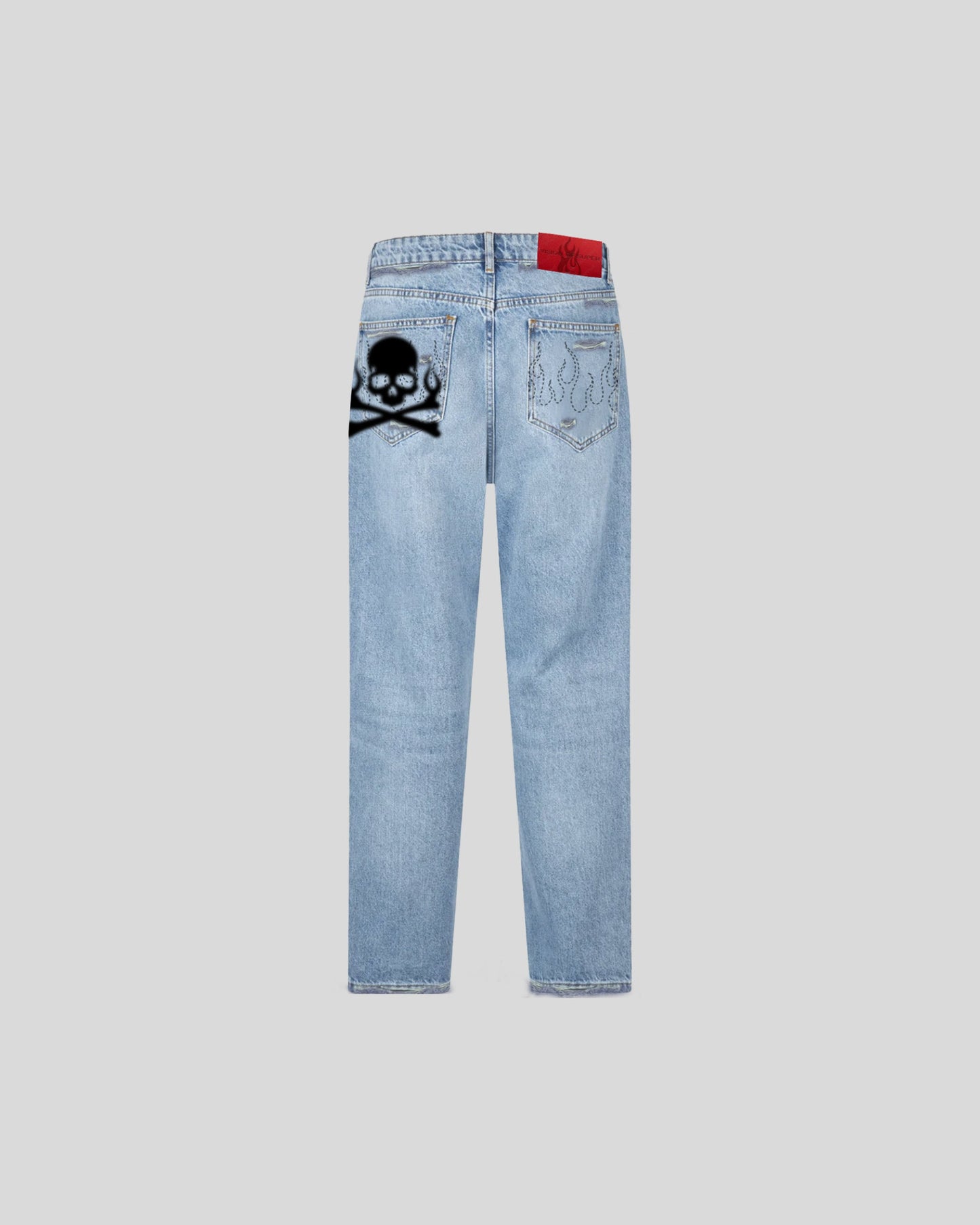 SKULL PRINT DENIM