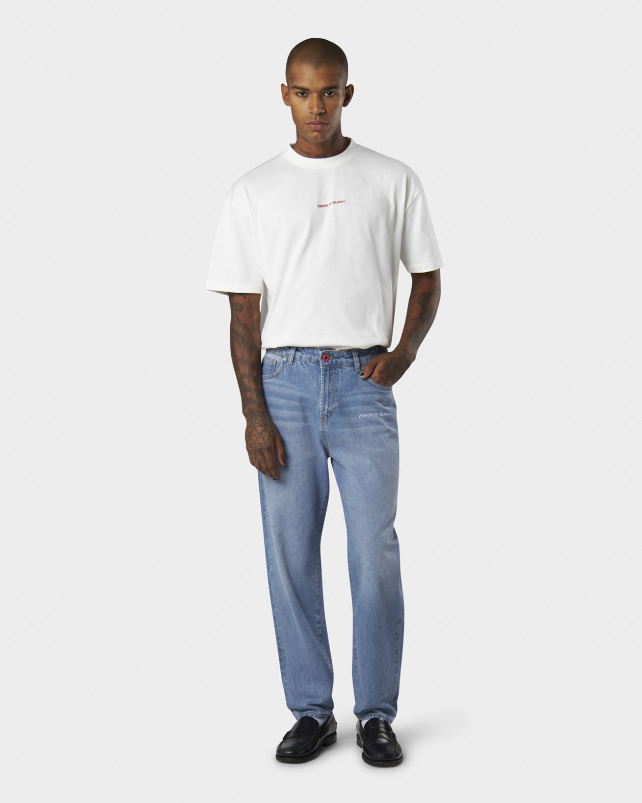 EMBROIDERED LOGO DENIM