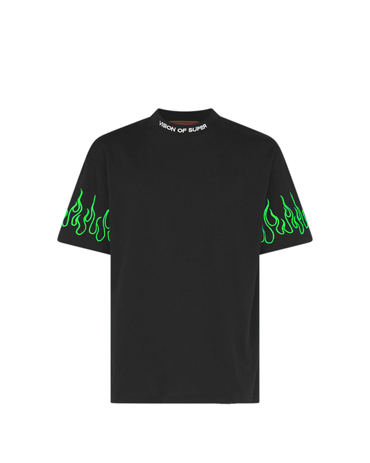 EMBROIDERED FLAMES T-SHIRT