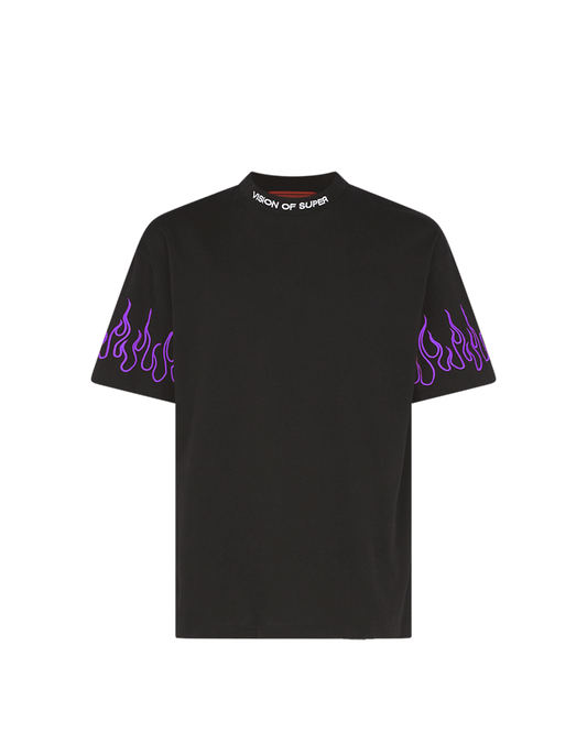 EMBROIDERED FLAMES T-SHIRT