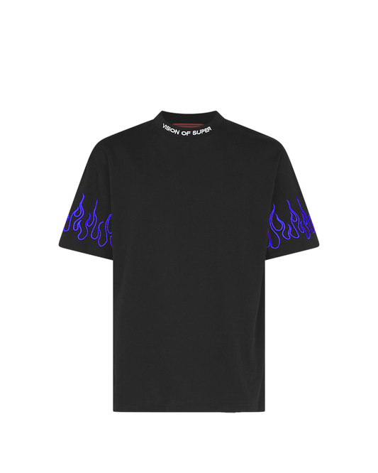 EMBROIDERED FLAMES T-SHIRT