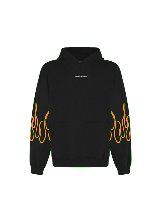 EMBROIDERED FLAMES HOODIE