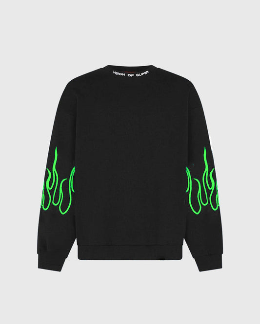 EMBROIDERED FLAMES CREWNECK