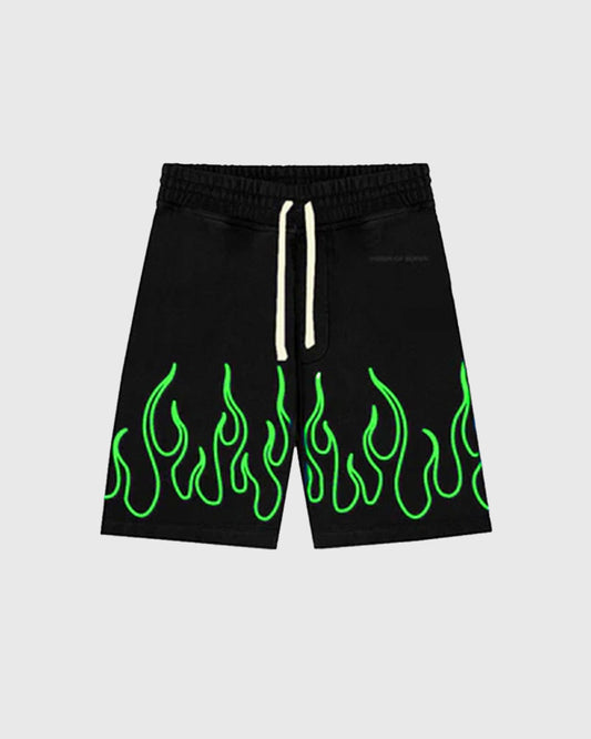 EMBROIDERED FLAMES SHORTS