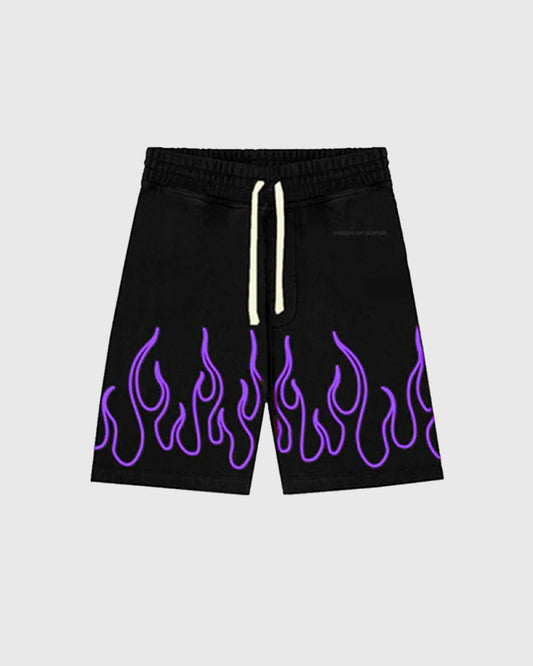 EMBROIDERED FLAMES SHORTS