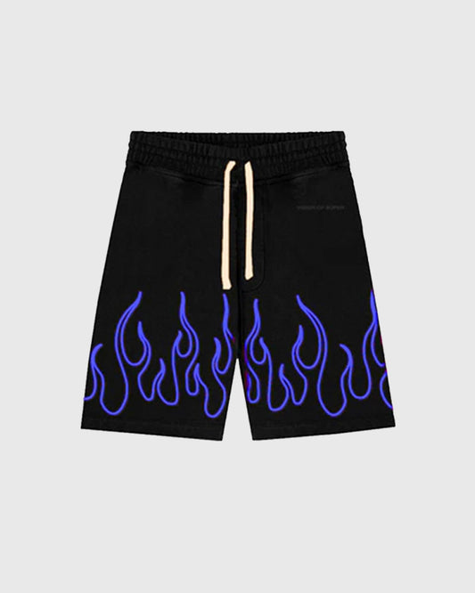 EMBROIDERED FLAMES SHORTS