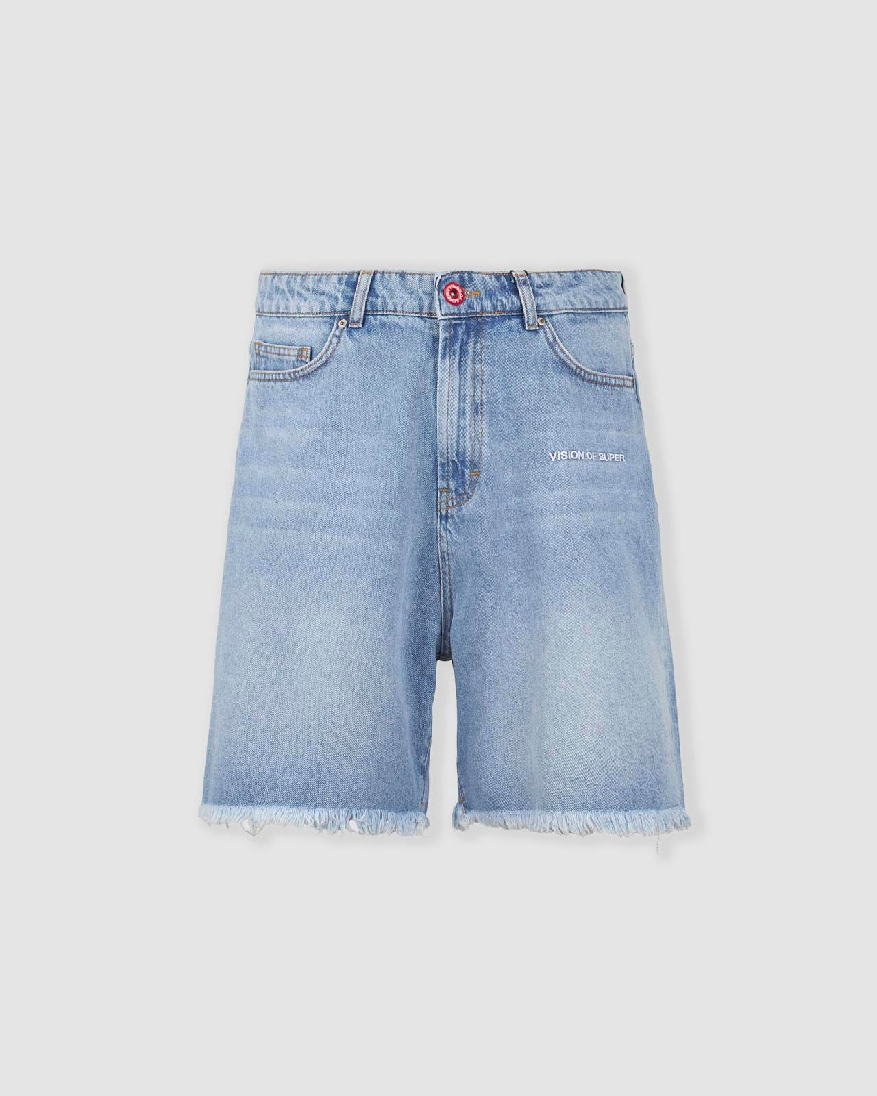 EMBROIDERED FLAMES DENIM SHORTS